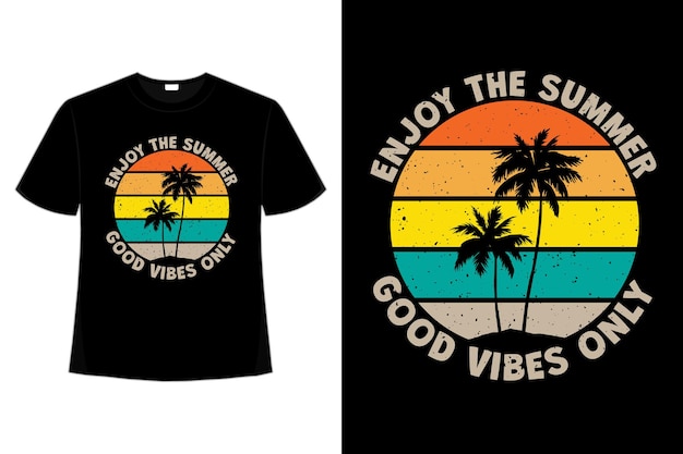 T-shirt design of summer good vibes in retro style