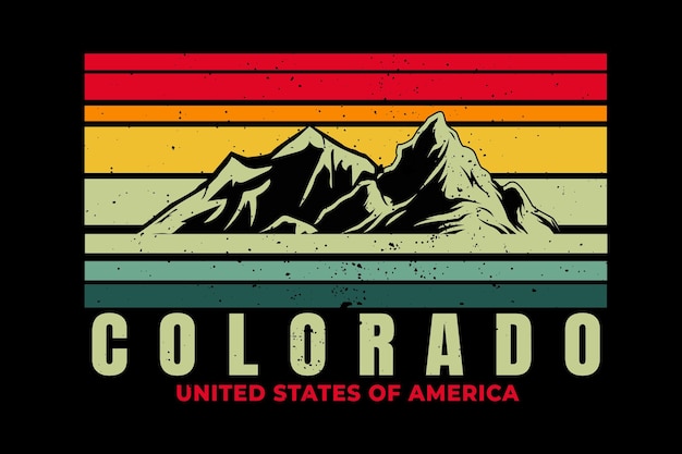 T-shirt design with colorado mountain beautiful in retro style