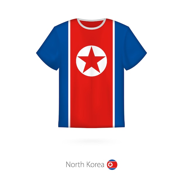 T-shirt design with flag of North Korea.