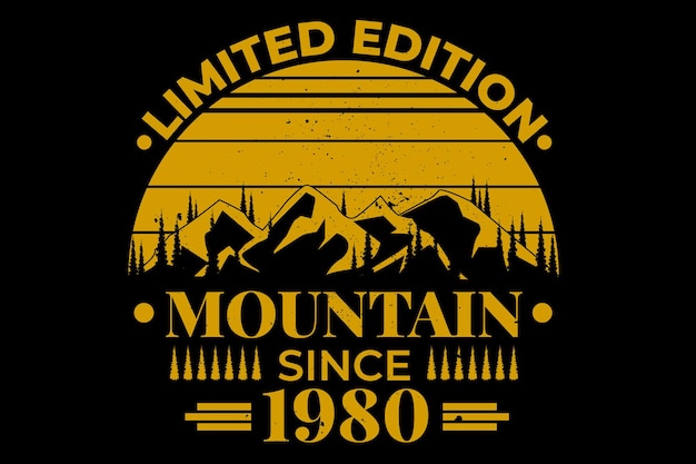 T-shirt design with silhouette mountain pine vintage