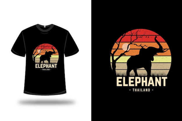 T-shirt elephant thailand color red orange and light brown