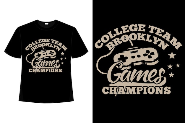 T-shirt games console champions brooklyn typography retro vintage style