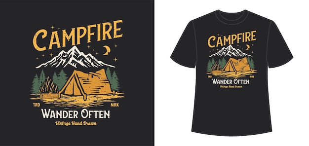 T SHIRT GRAPHIC ILLUSTRATION COLORFULL PRINT POSTER DESIGN OUTDOOR ADVENTURE CAMPING HUNTING FISHING