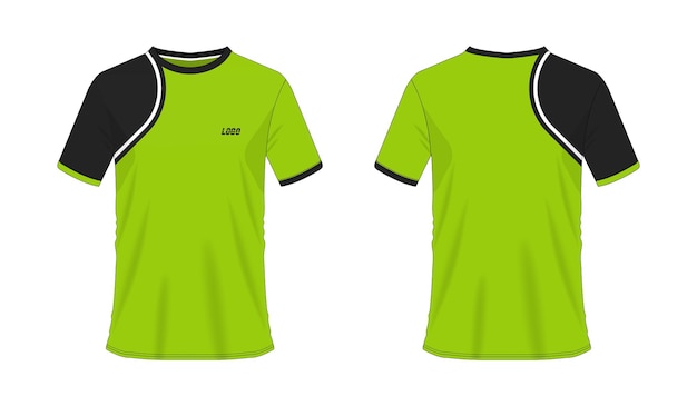 T-shirt green and black soccer or football template for team club on white background. Jersey sport.