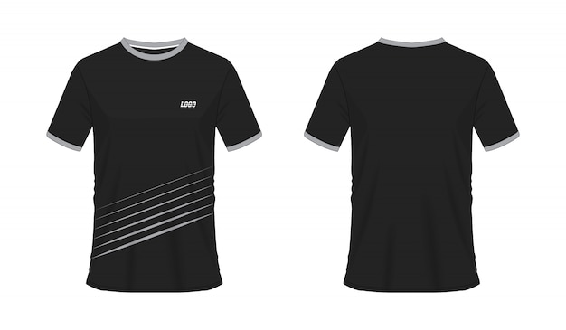 T-shirt grey and black soccer or football Jersey sport, illustration 