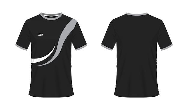 T-shirt grey and black soccer or football template for team club on white background. Jersey sport.