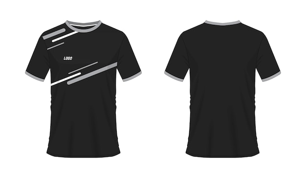 T-shirt grey and black soccer or football template for team club on white background. Jersey sport.