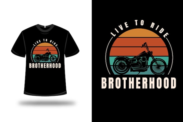 T-shirt harley live to ride brotherhood color orange and green