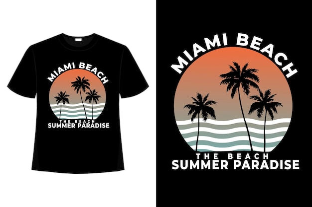 T-shirt miami beach summer paradise retro style