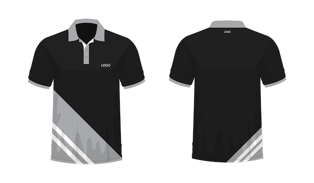 T-shirt Polo grey and black template for design on white background. Vector illustration eps 10.