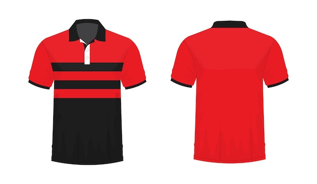 T-shirt Polo red and black template for design on white background. Vector illustration eps 10.