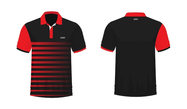 T-shirt Polo red and black template for design on white background. Vector illustration eps 10.