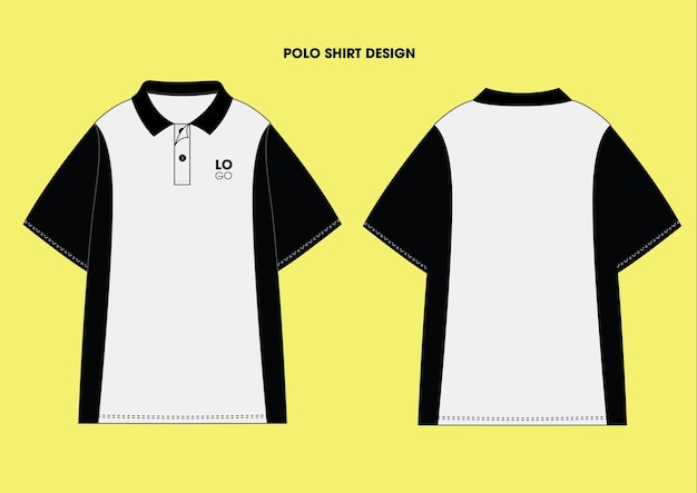 T-shirt Polo white and black modern design template. Vector illustration