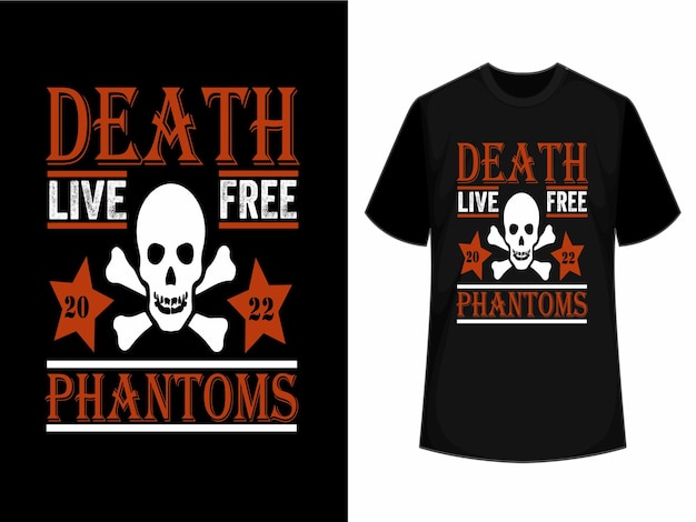 T shirt print with skull for vector apparel design live free death phantoms of human skull T Shirt