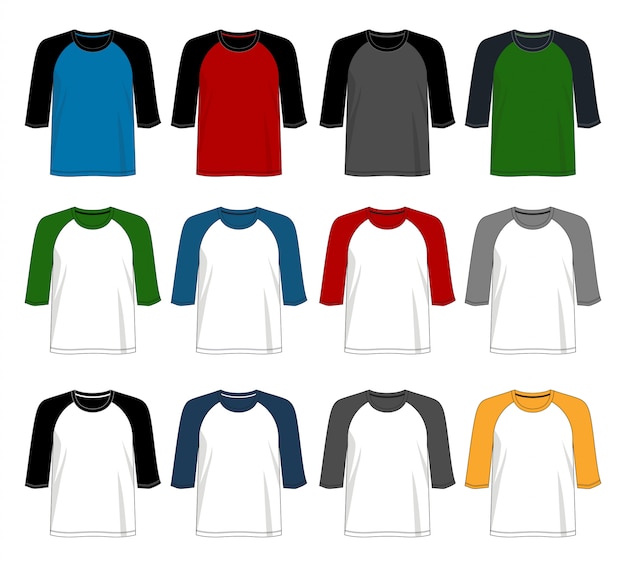 Vector t shirt raglan 3/4 template