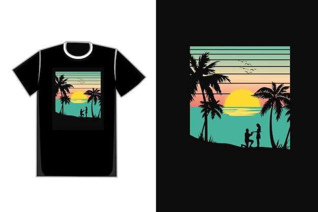 T-shirt romantic couple in beach sunset beautiful beach