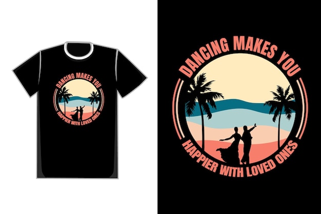 T-shirt romantic couple is dancing in beach