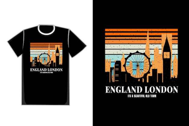 T-shirt silhouette england london town retro style