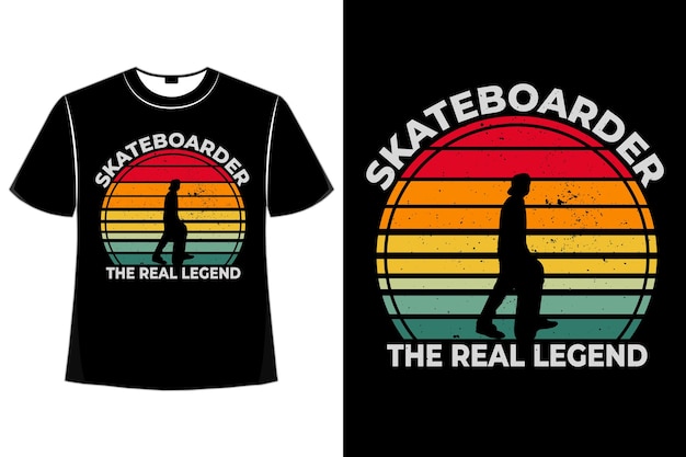 T-shirt silhouette skateboarder legend retro style