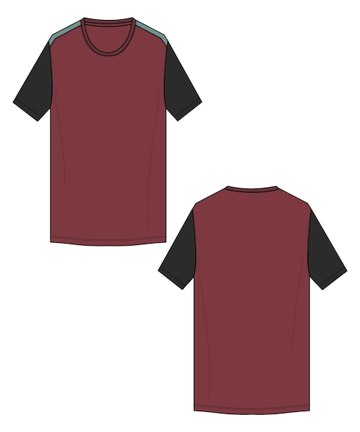 T shirt Technical fashion flat sketch vector illustration template