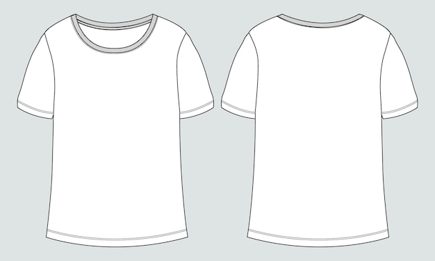 T shirt Technical Flat sketch vector illustration template for ladies