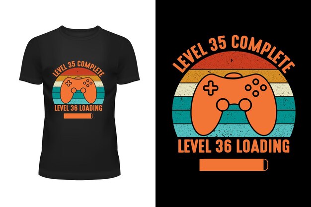 Vector a t shirt that says level 35 loading on it