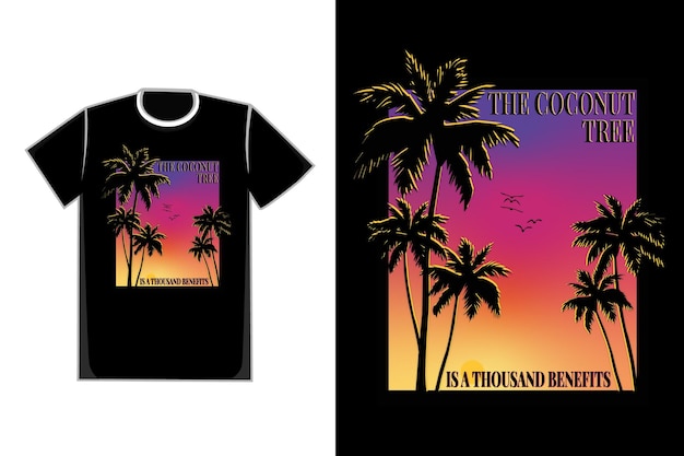 T-shirt tree palm beach sunset beautiful sky