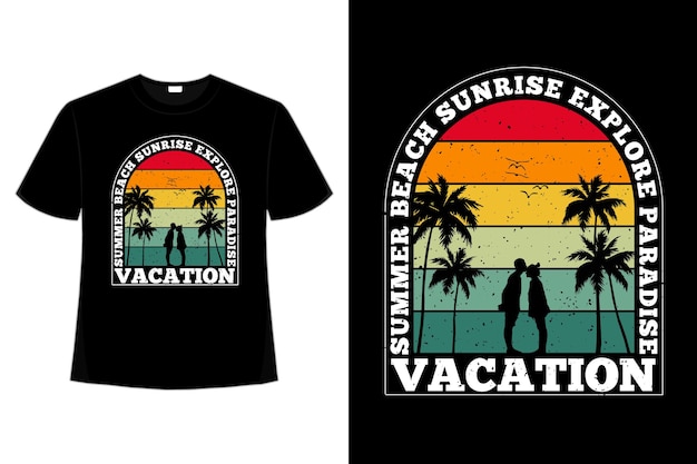 T-shirt vacation sunrise summer paradise retro style