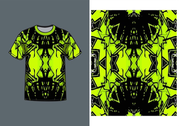 t-shirt with abstract design with green and black colour