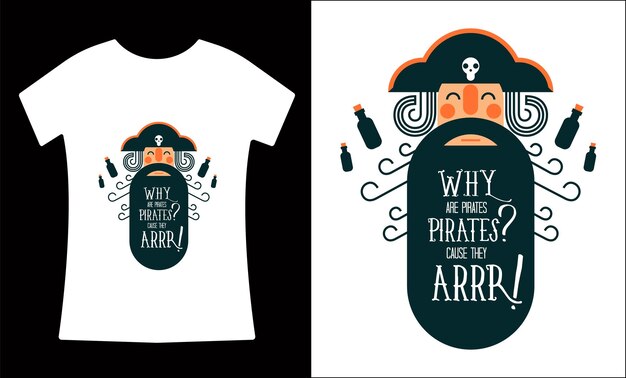 Vector a t shirt with a pirate on it and a pirate on the front