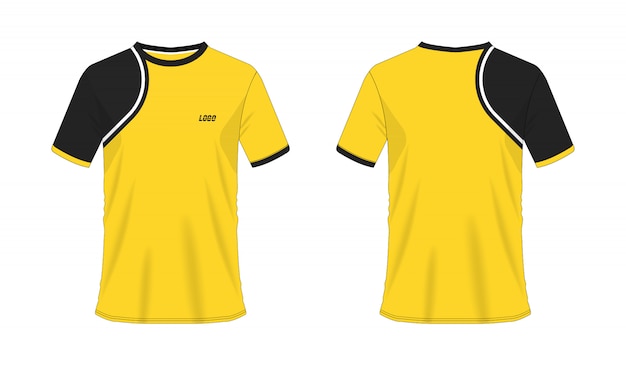 T-shirt yellow and black soccer or football template for team club on white background.  