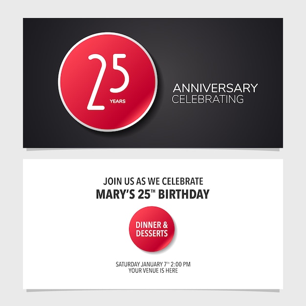 t25 years anniversary invitation card vector illustration