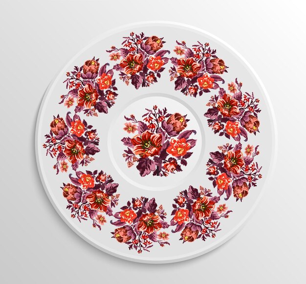 Vector table appointments in restaurant decorative plate