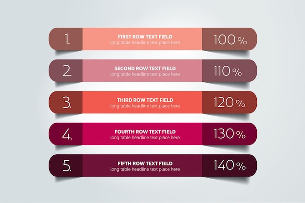 Table chart schedule design template with 5 row Vector banner