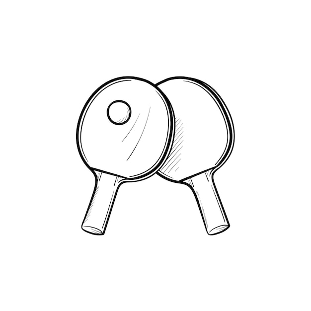 Table tennis hand drawn outline doodle icon. Racket and ball for table tennis vector sketch illustration for print, web, mobile and infographics isolated on white background.