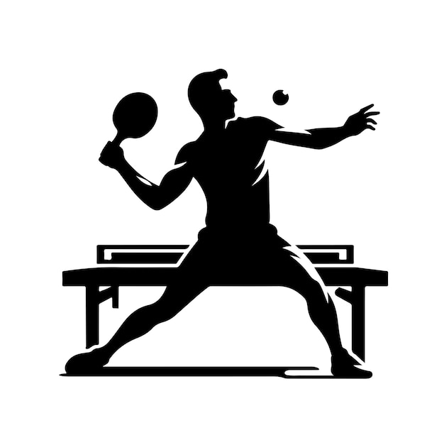 table tennis player pose Silhouette illustration vector