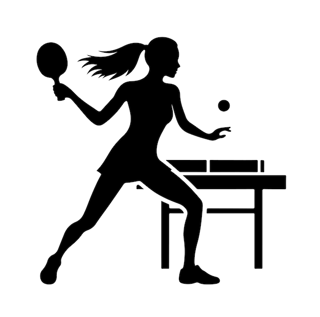 table tennis player pose Silhouette illustration vector