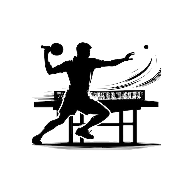 Table tennis player pose vector silhouette