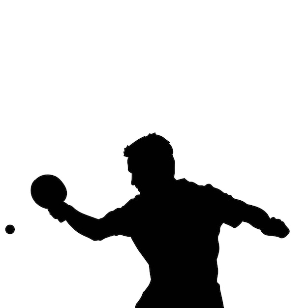 table tennis player silhouette isolated on white background