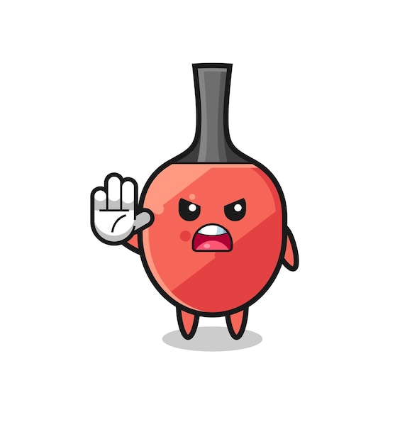 Table tennis racket character doing stop gesture