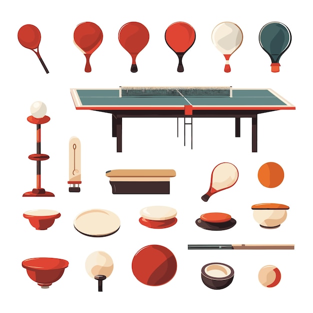 Table tennis vector elements set Ping pong elements