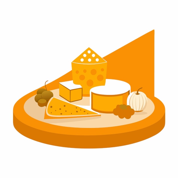 Vector a table with food and a box of cheese on it