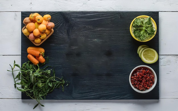 Vector a table with a tray of vegetables including carrots broccoli and other vegetables