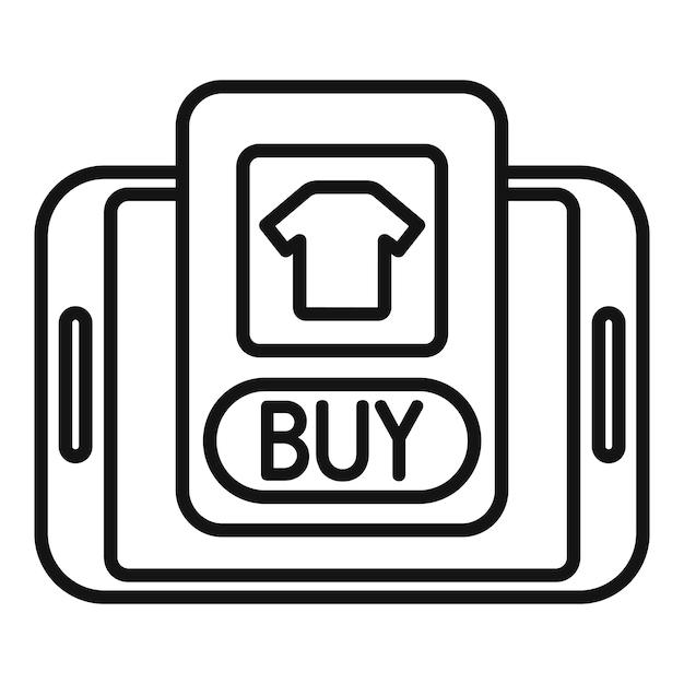 Tablet online shopping icon outline vector Internet sale