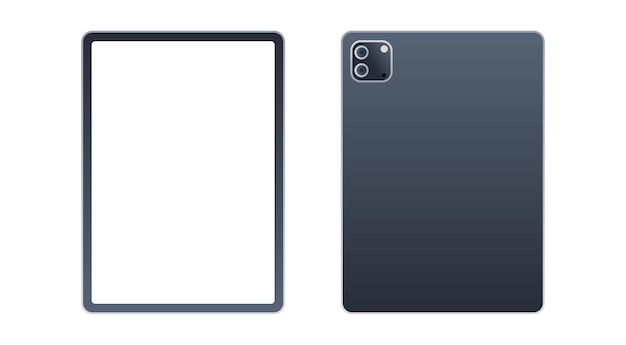 Tablet pc front and back view and technology flat vector illustration