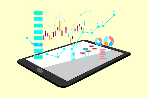 tablet pc with graph on screen Business Intelligence