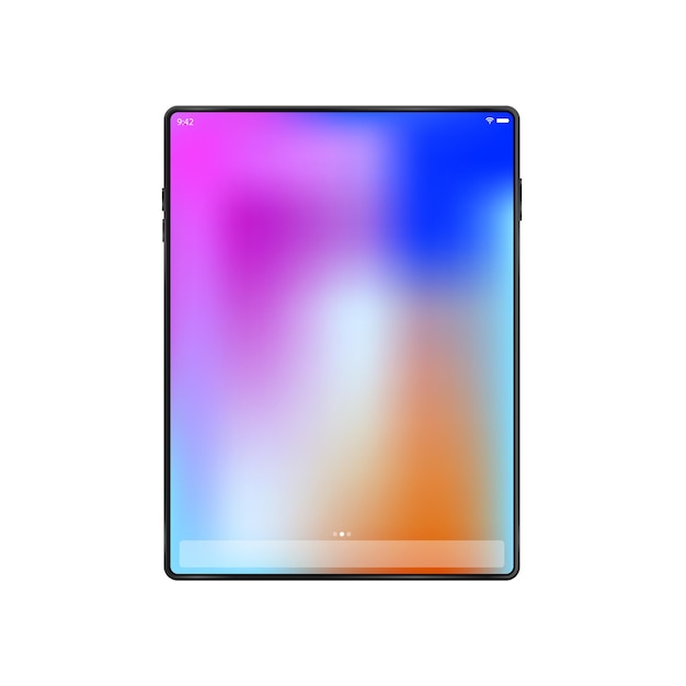 Tablet on white isolated background. With a color screen. Screen without borders