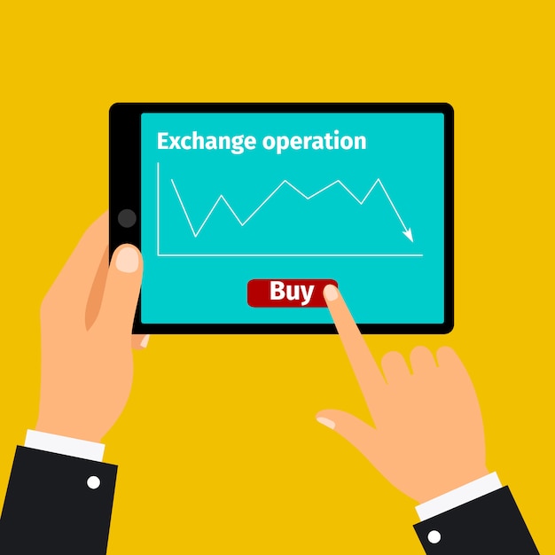 Tablet with stock exchange graphic