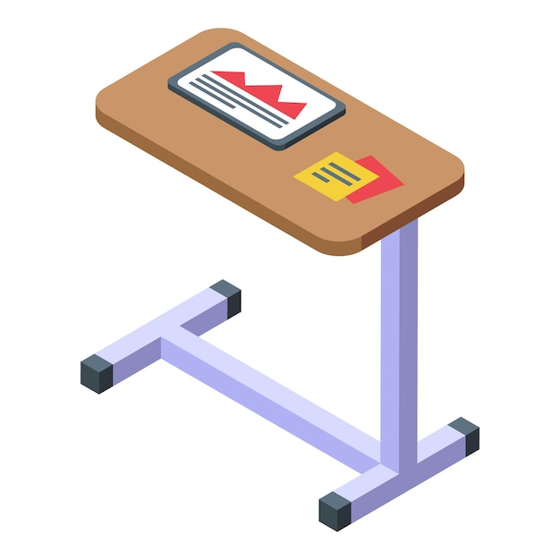 Tablet on working desk icon isometric vector Table desk