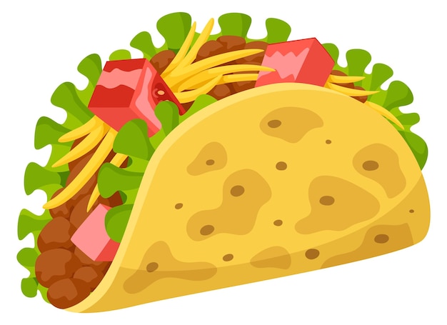 Taco cartoon icon Traditional mexican fast food